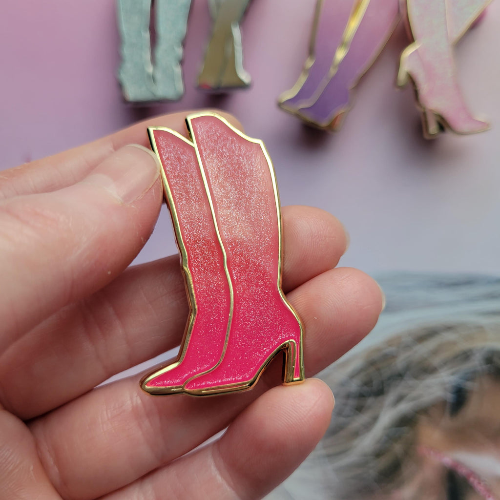 Orange & Pink Lover Boots Hard Enamel Pin