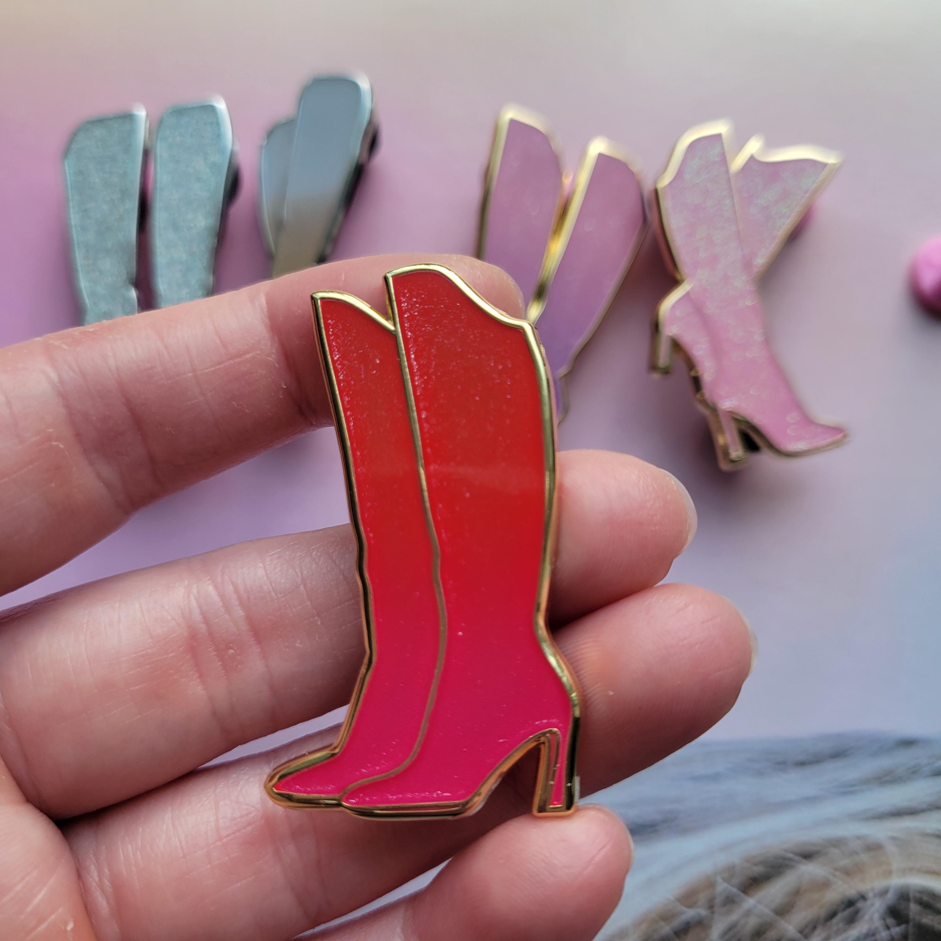 Orange & Pink Lover Boots Hard Enamel Pin