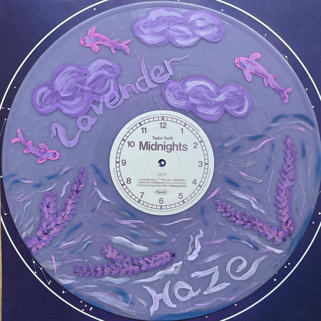 Lavendar Hand Painted Vinyl Record