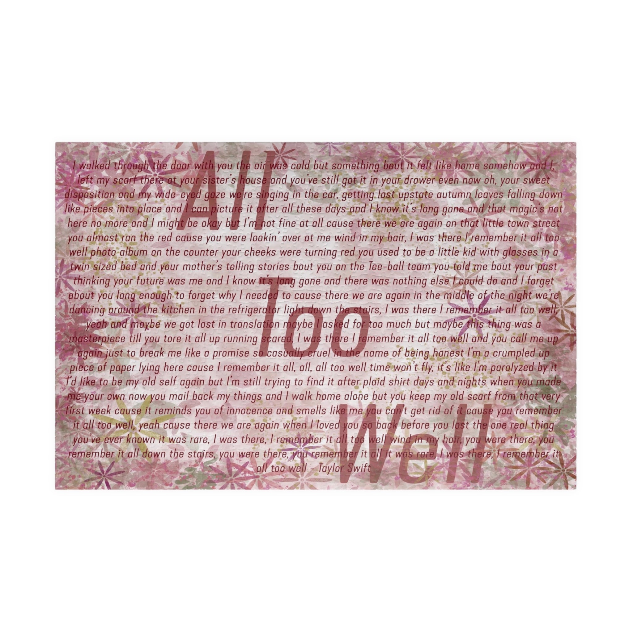 All Too Well Puzzle (110, 252, 520, 1014 piece)