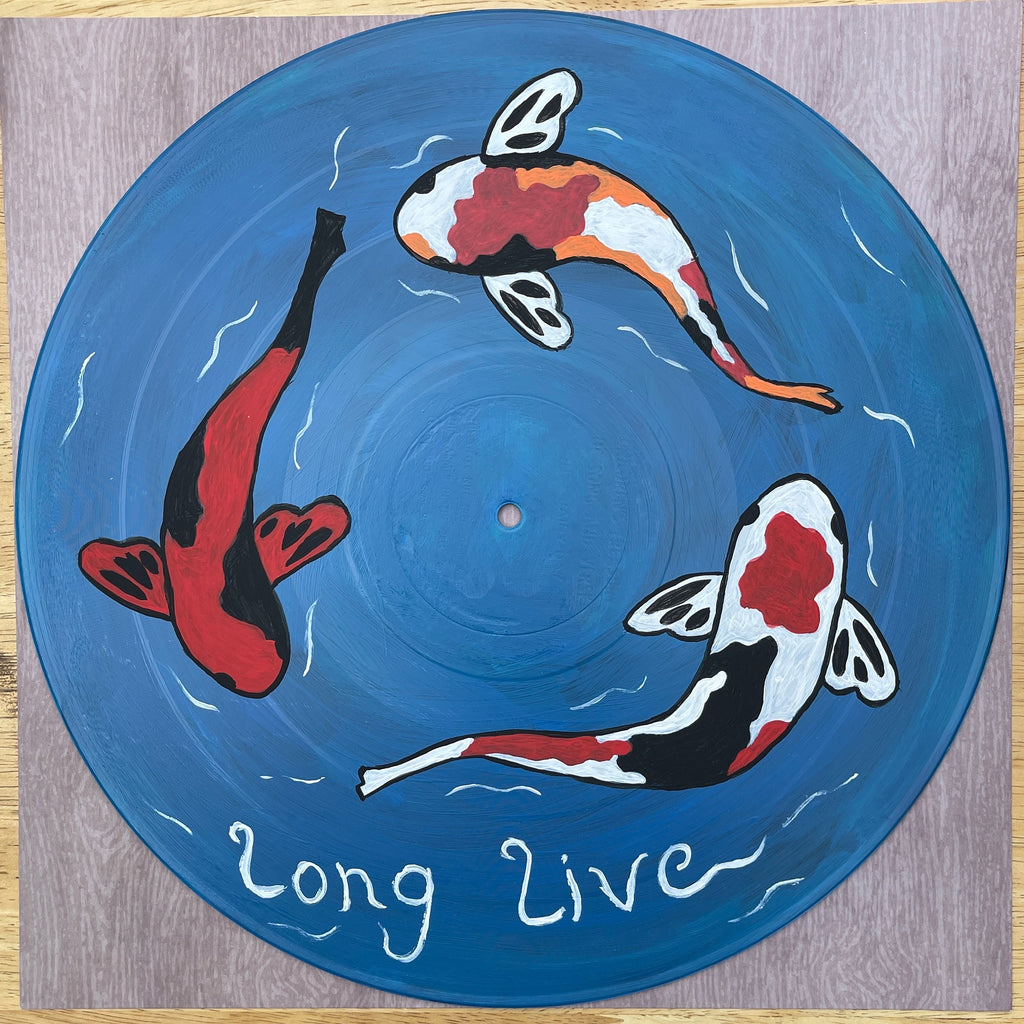 Koi Fish Hand Painted Vinyl Record