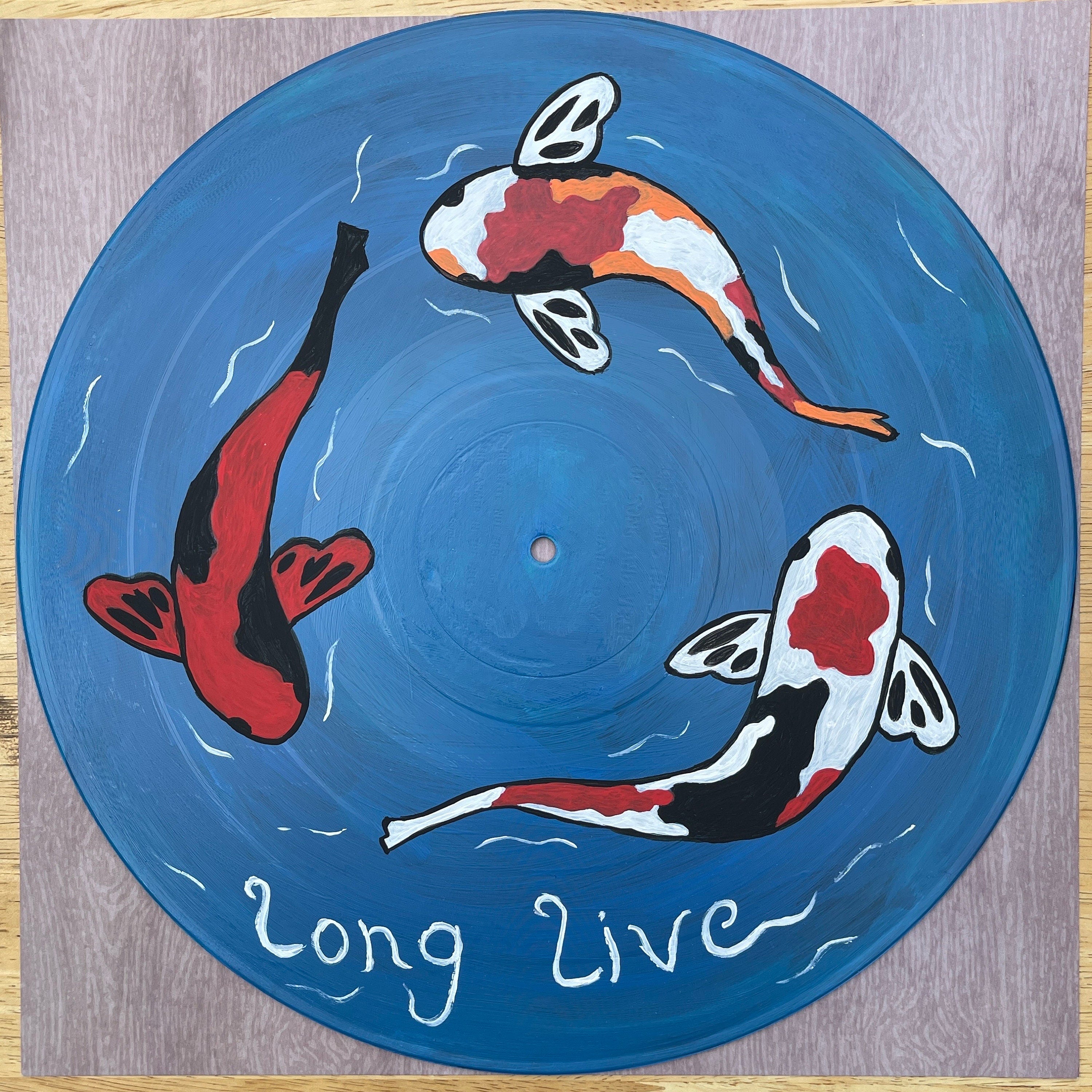 Koi Fish Hand Painted Vinyl Record