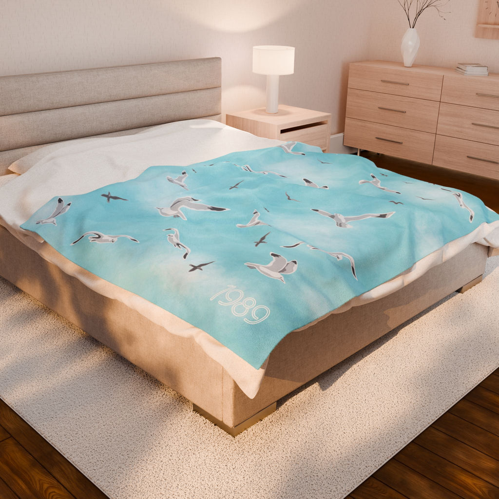 Seagulls in the Sky Velveteen Plush Blanket