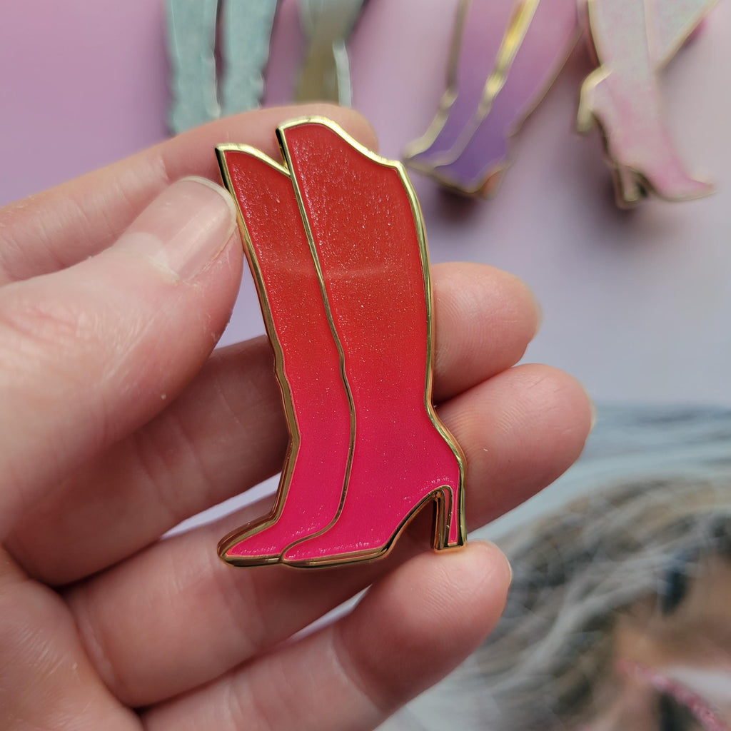 Orange & Pink Lover Boots Hard Enamel Pin