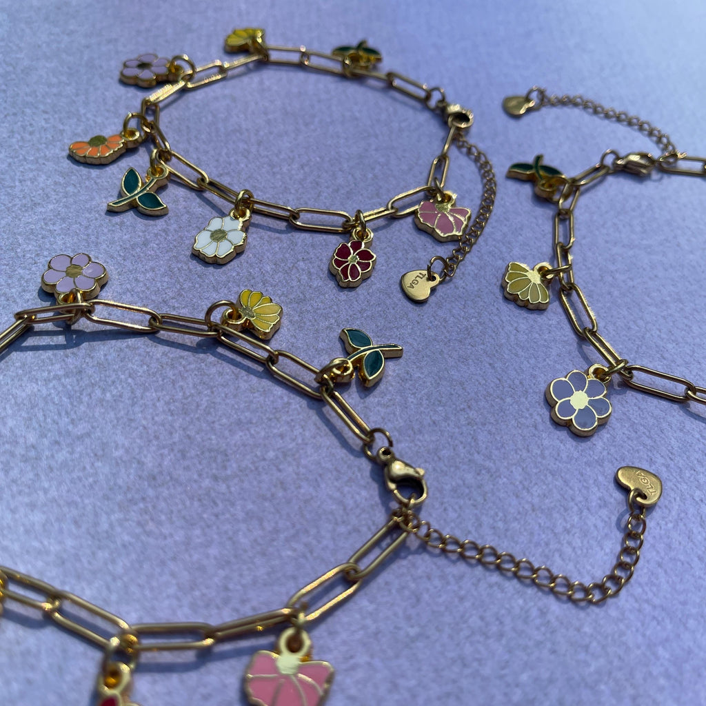 Piano Flower Hard Enamel Charm Bracelet