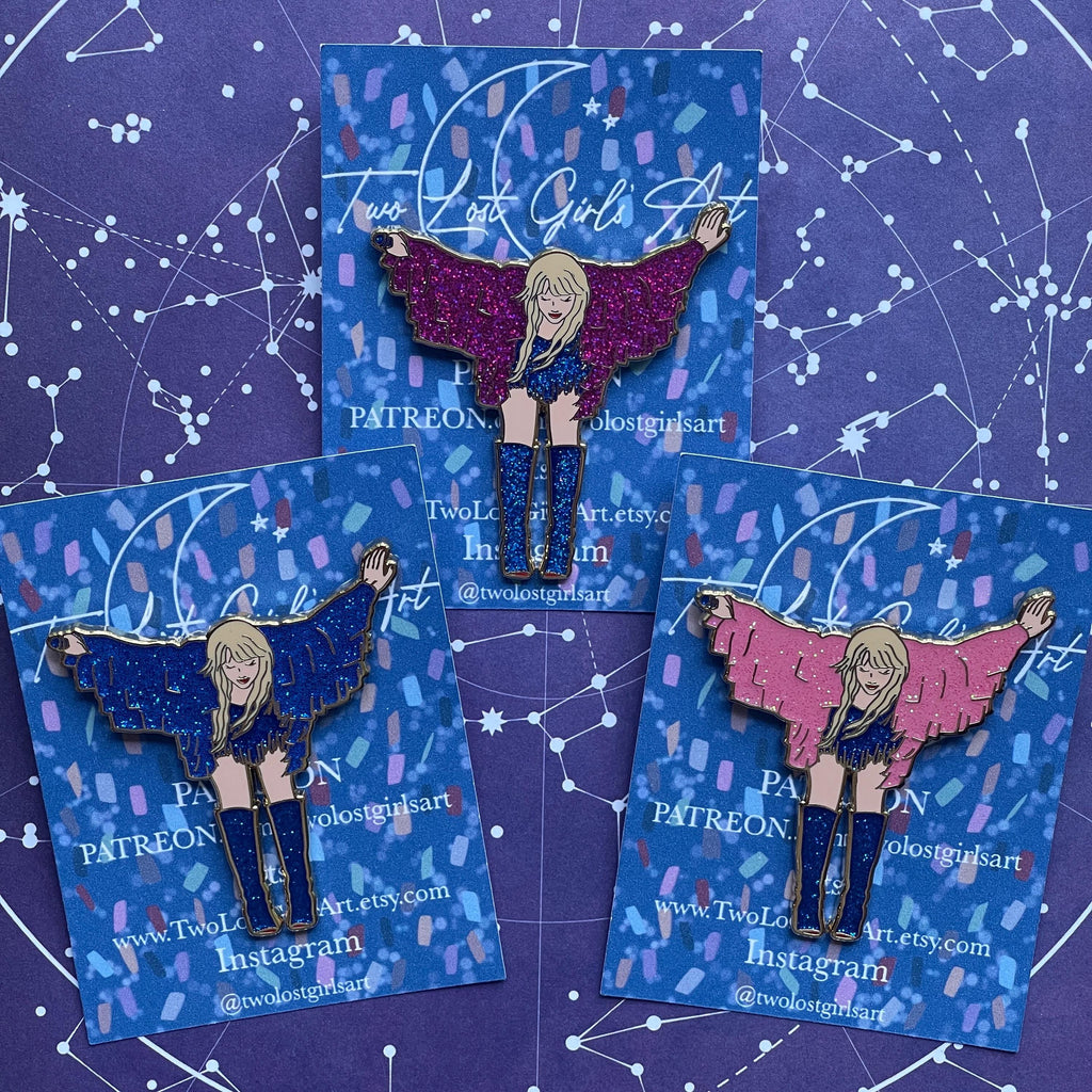 Final Bow 2 inch Glitter Hard Enamel Pin