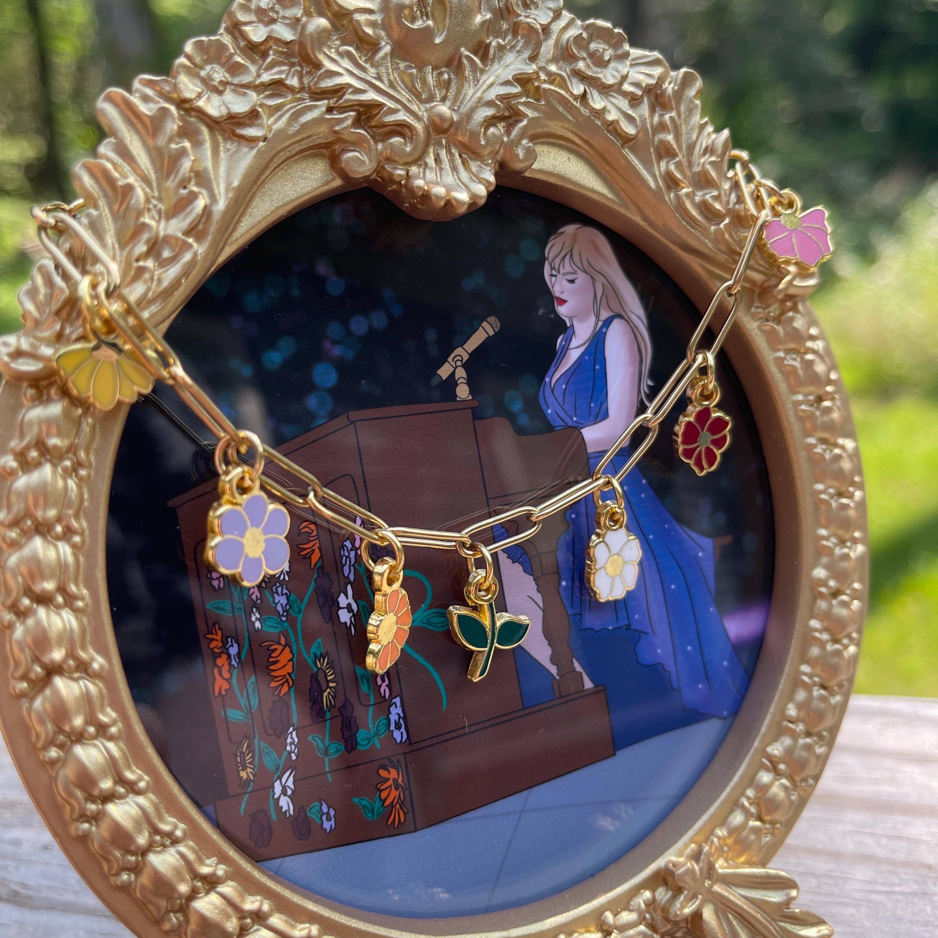 Piano Flower Hard Enamel Charm Bracelet