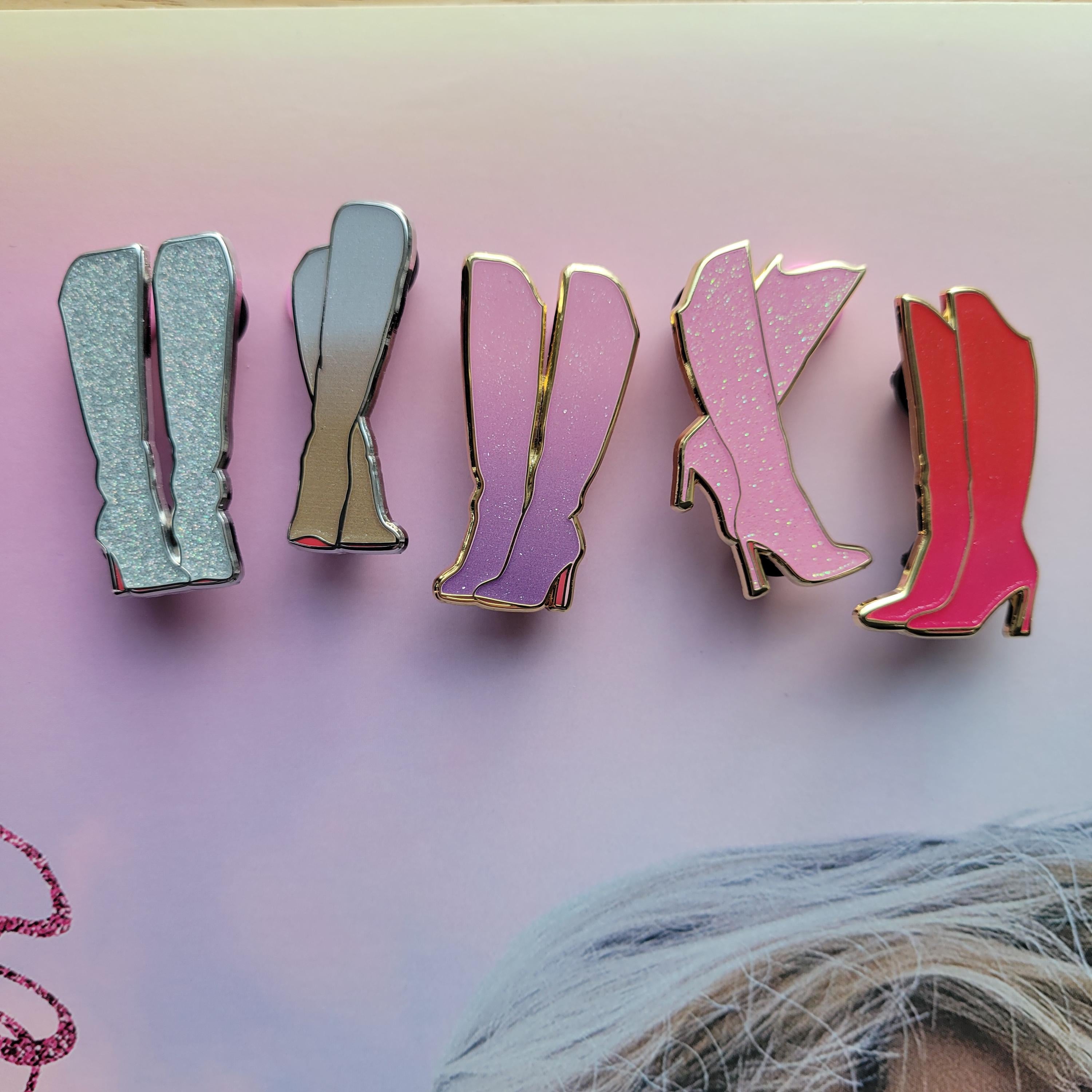 Silver & Gold Lover Boots Hard Enamel Pin