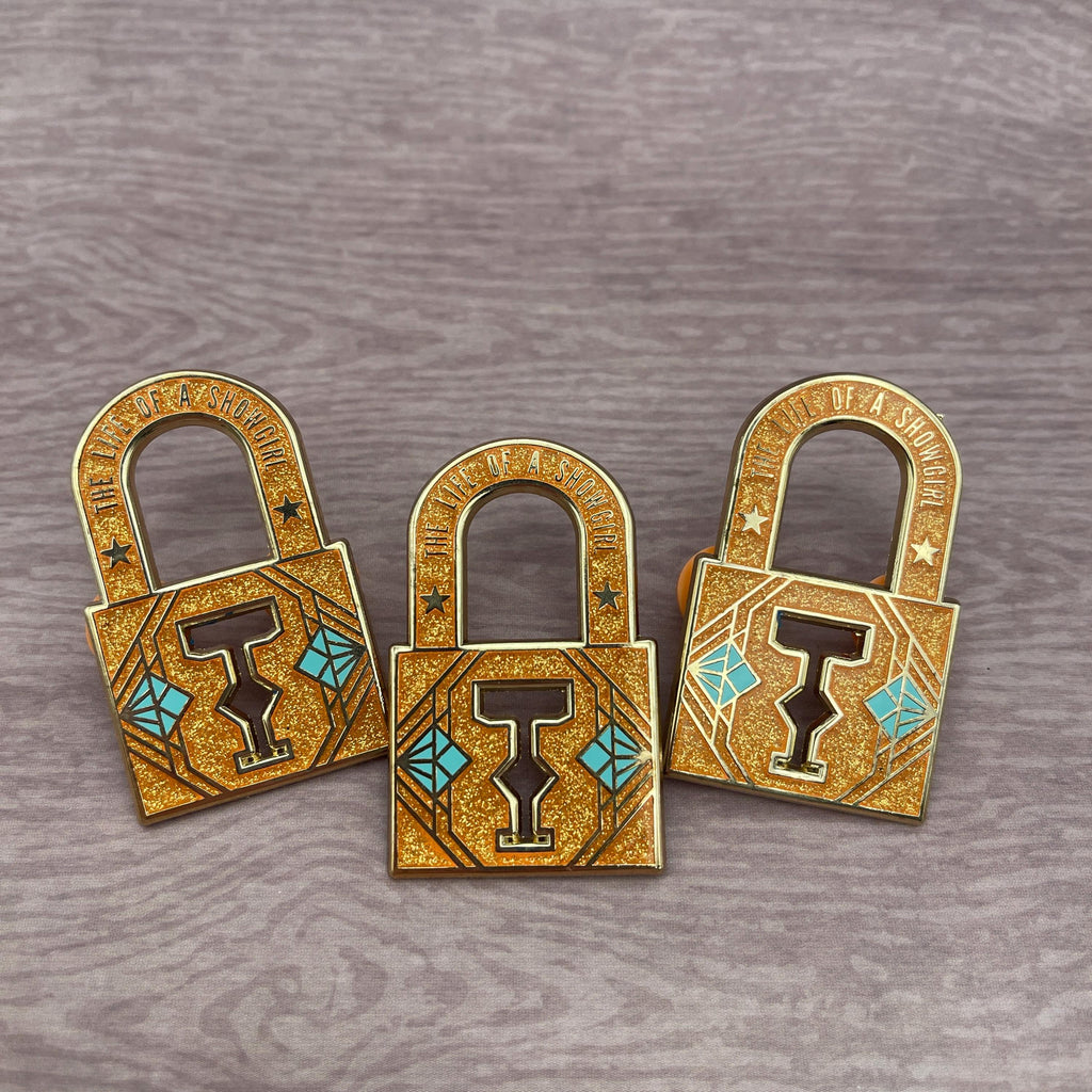 Orange Lock Glitter Hard Enamel Pin