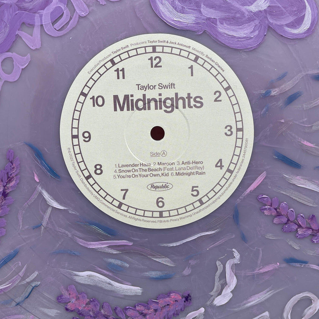 Lavendar Hand Painted Vinyl Record
