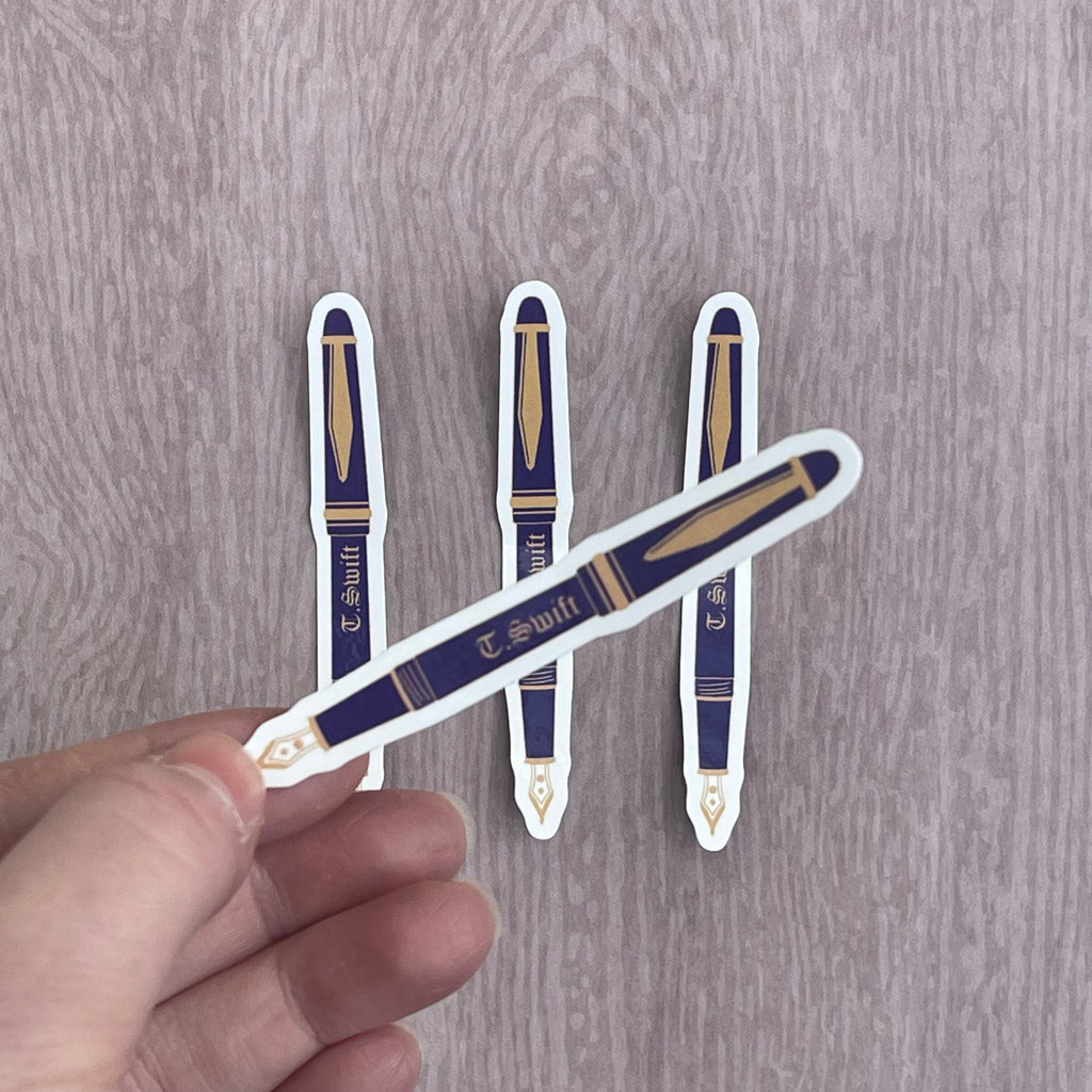 Pen Stickers: Feather Quill, Glitter, and Fountain Pen