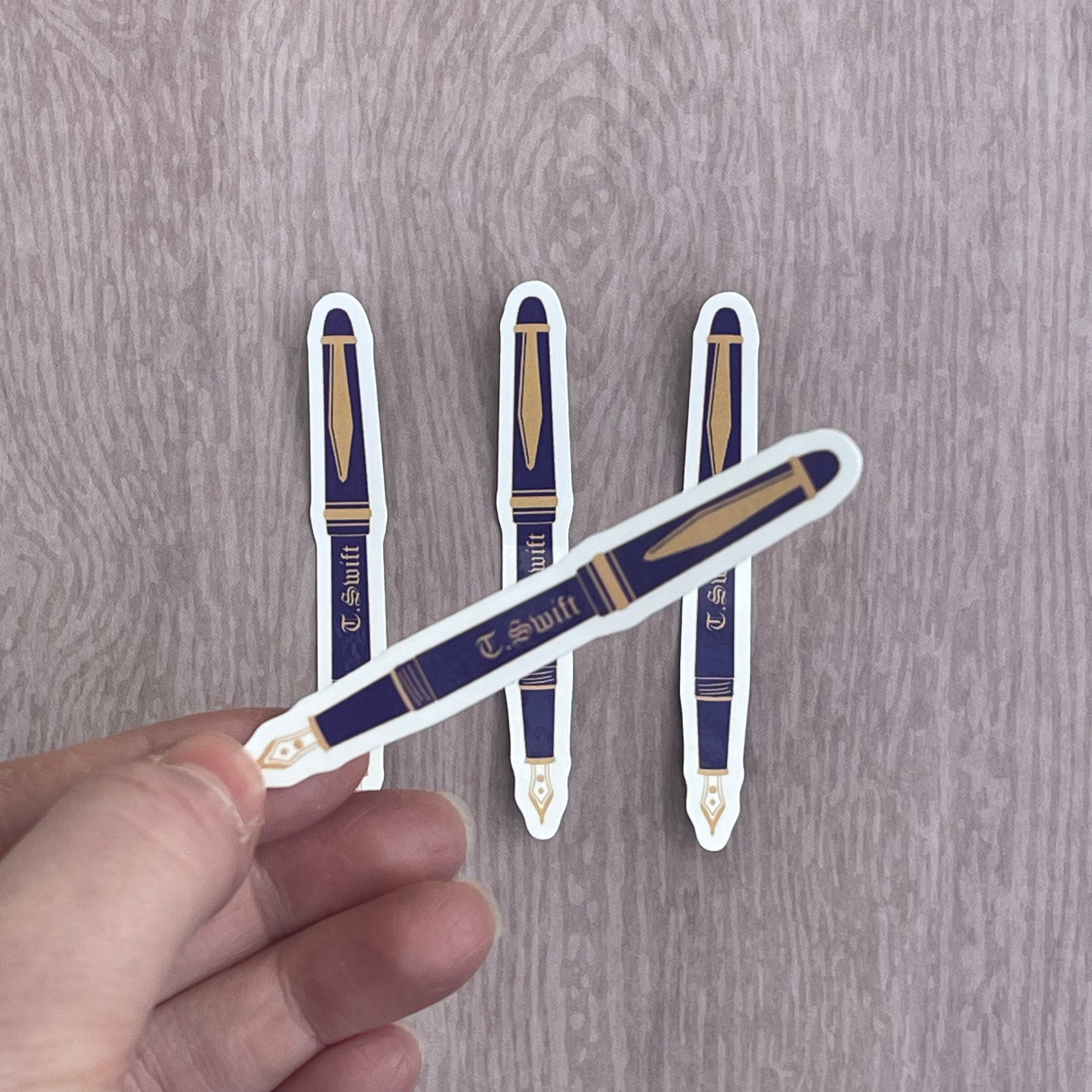 Pen Stickers: Feather Quill, Glitter, and Fountain Pen