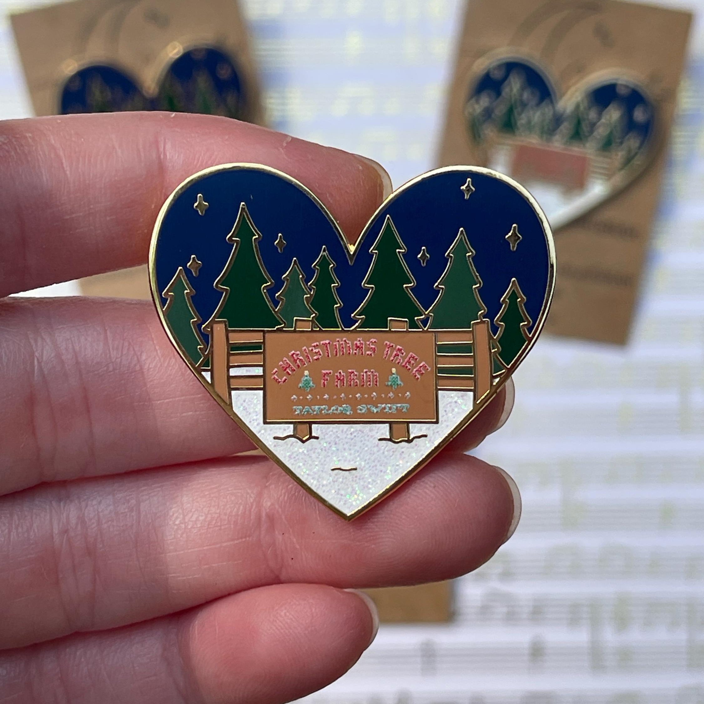 Christmas Tree Farm Heart Pin