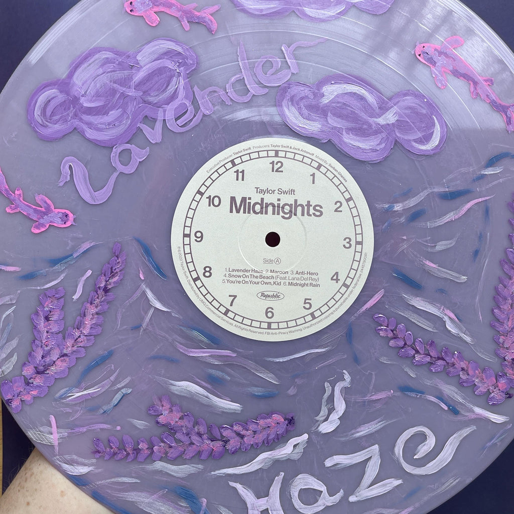 Lavendar Hand Painted Vinyl Record