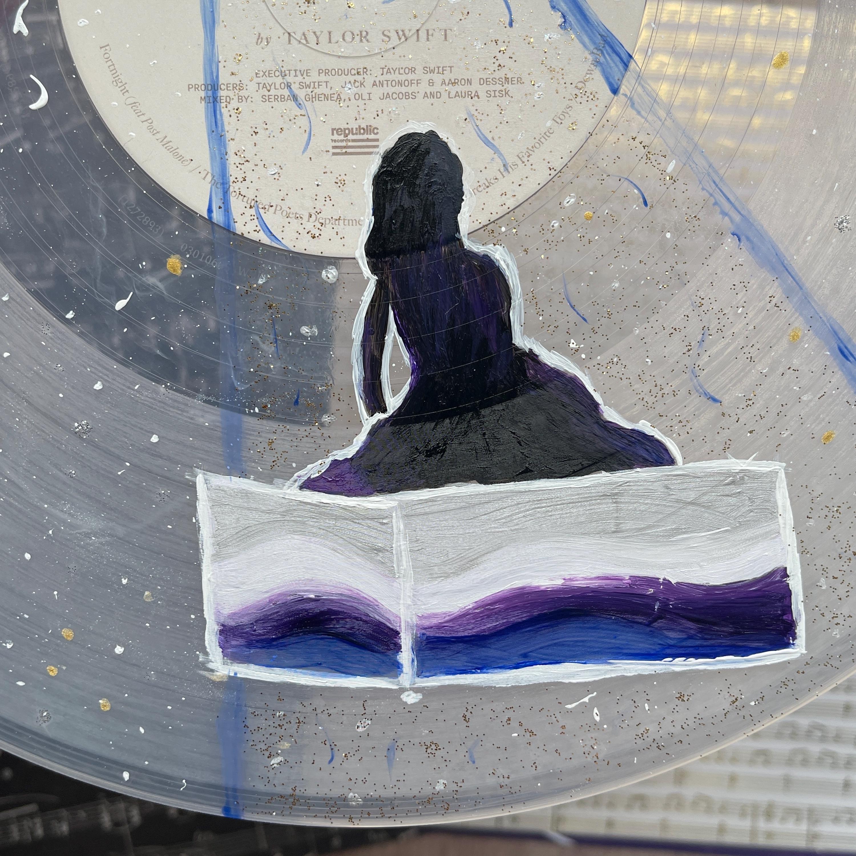 Glitter Spaceship Hand Painted Vinyl Record