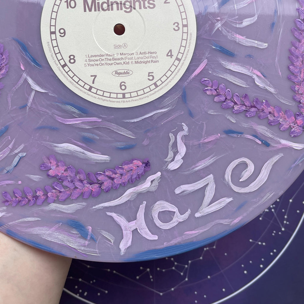 Lavendar Hand Painted Vinyl Record