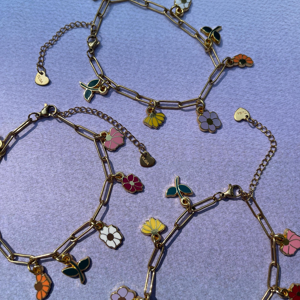 Piano Flower Hard Enamel Charm Bracelet