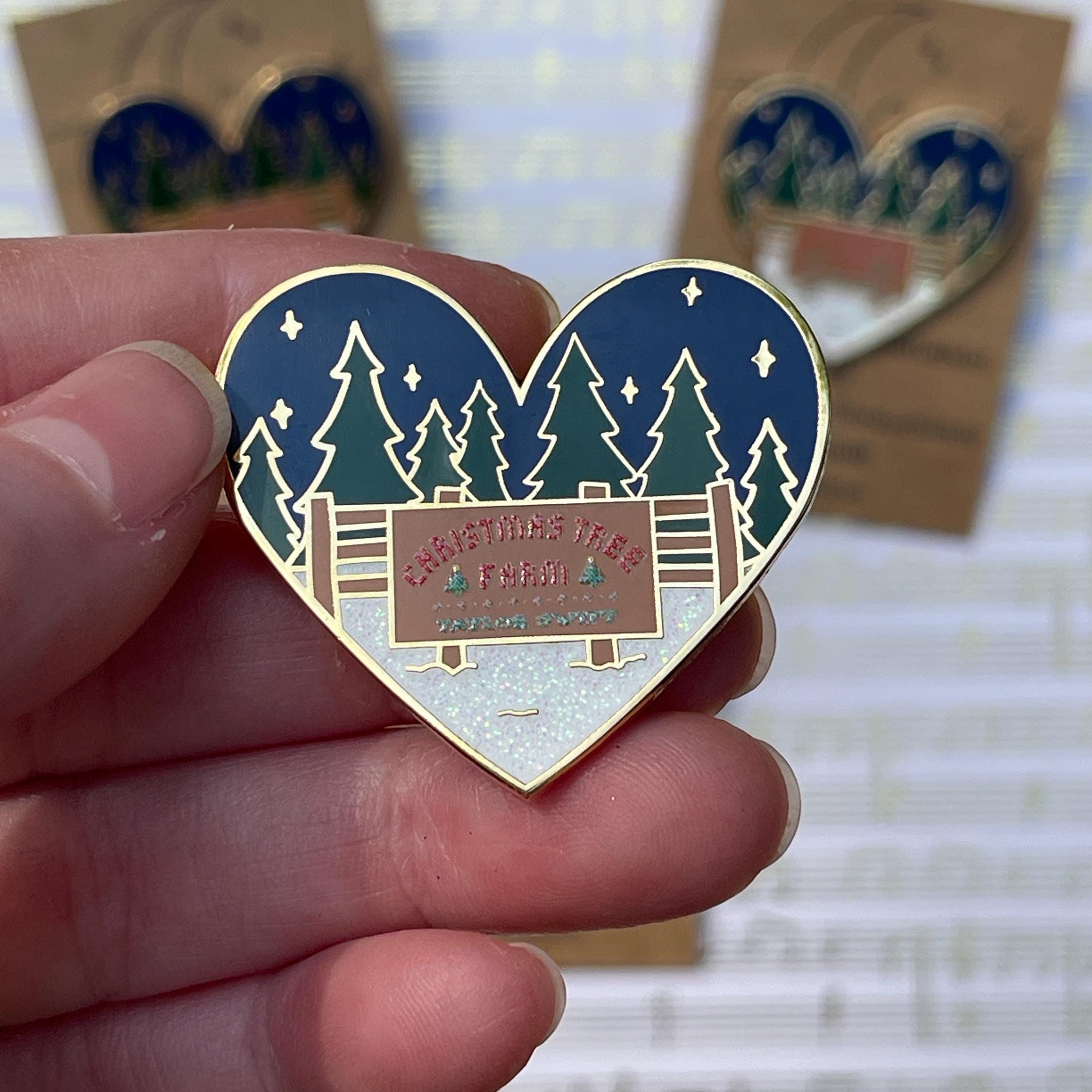 Christmas Tree Farm Heart Pin