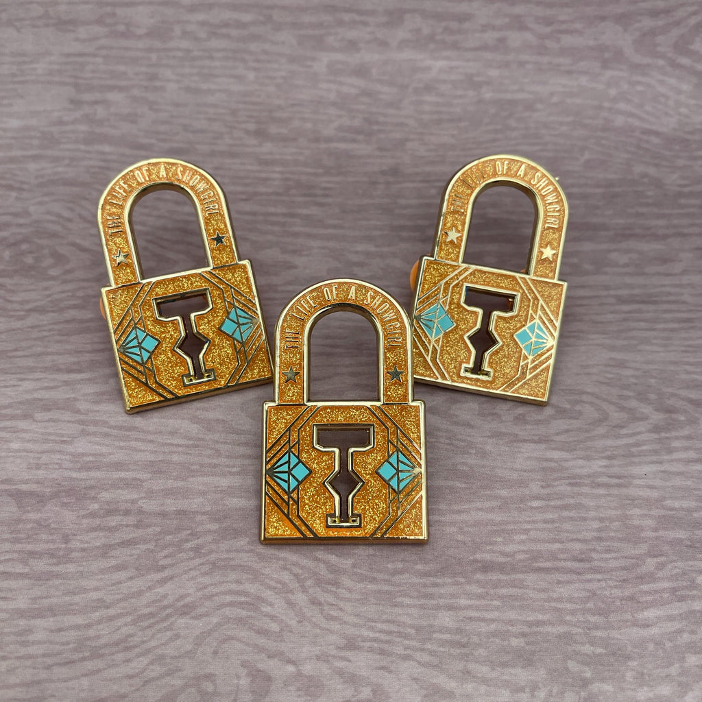 Orange Lock Glitter Hard Enamel Pin