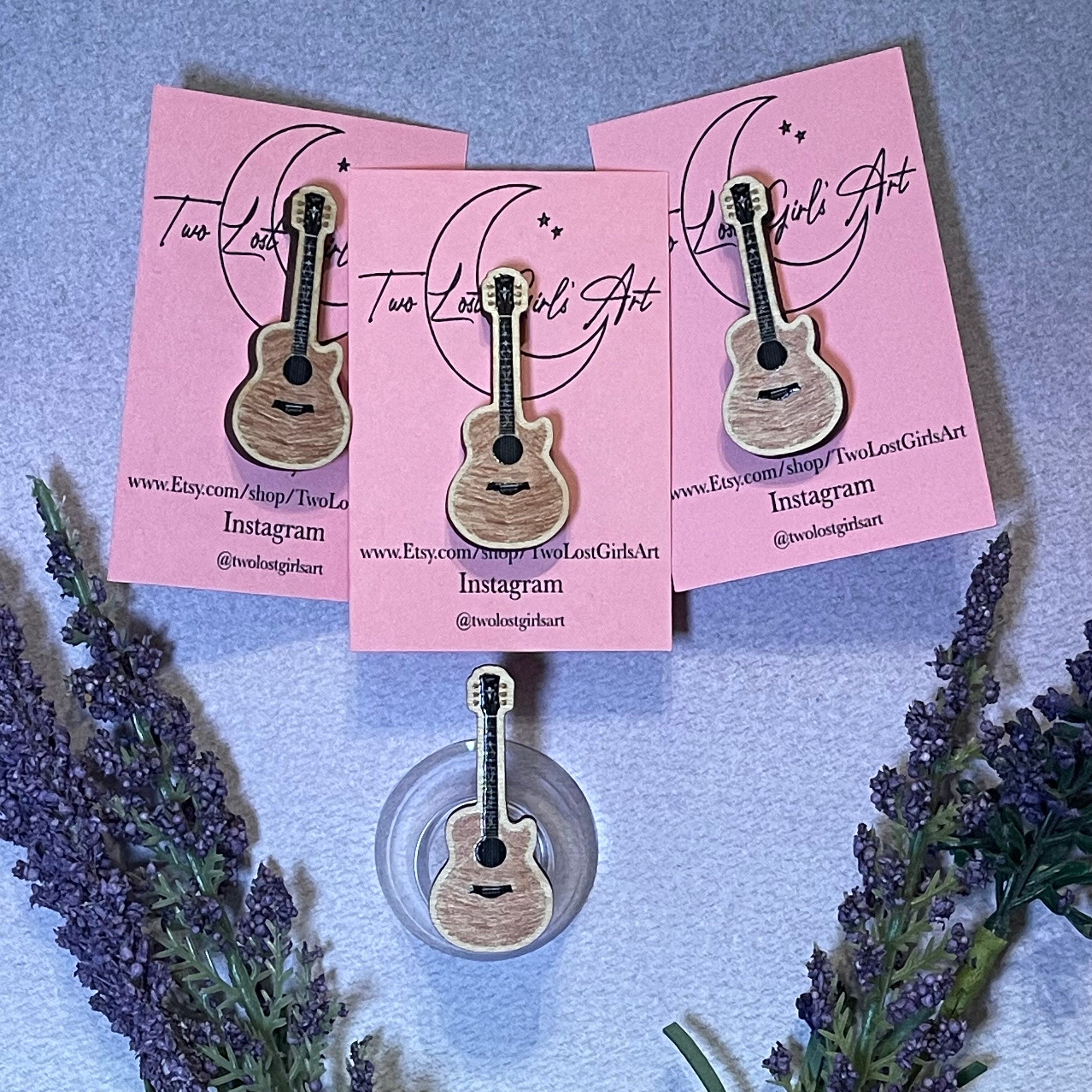 Wooden Guitar Surprise Song 1.5 inch Pin
