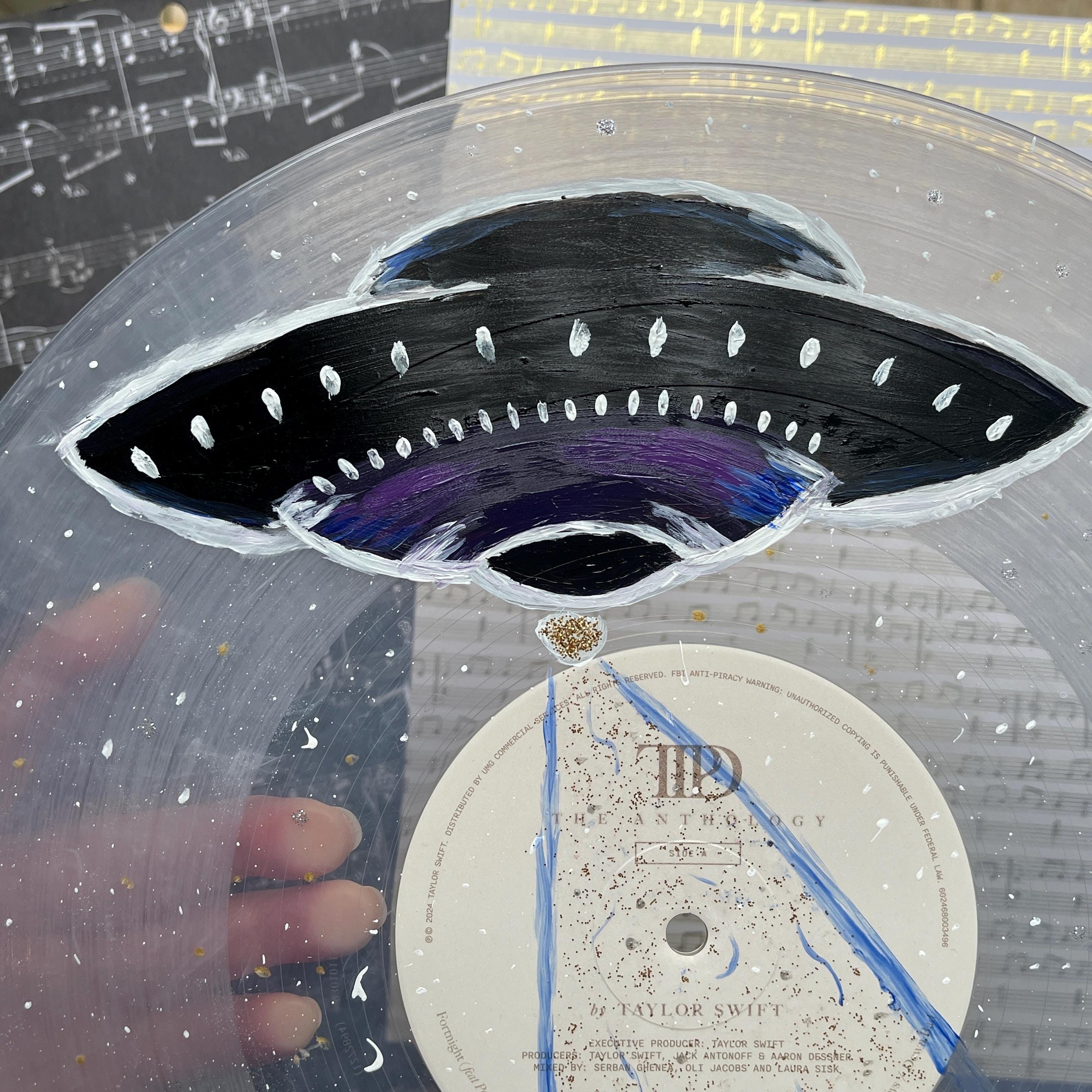 Glitter Spaceship Hand Painted Vinyl Record