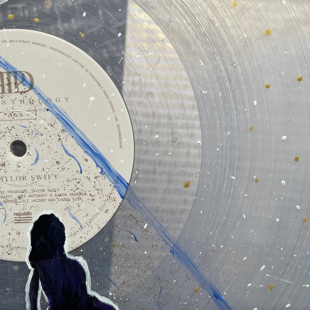 Glitter Spaceship Hand Painted Vinyl Record