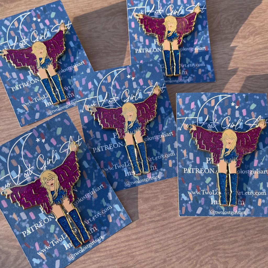 Final Bow 2 inch Glitter Hard Enamel Pin