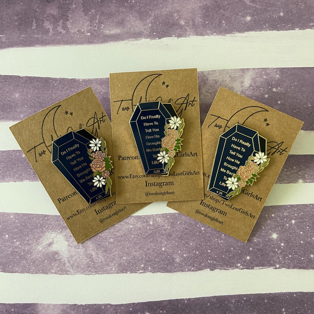 Floral Infidelity Coffin Enamel Pin