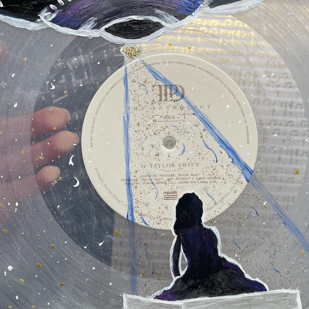 Glitter Spaceship Hand Painted Vinyl Record