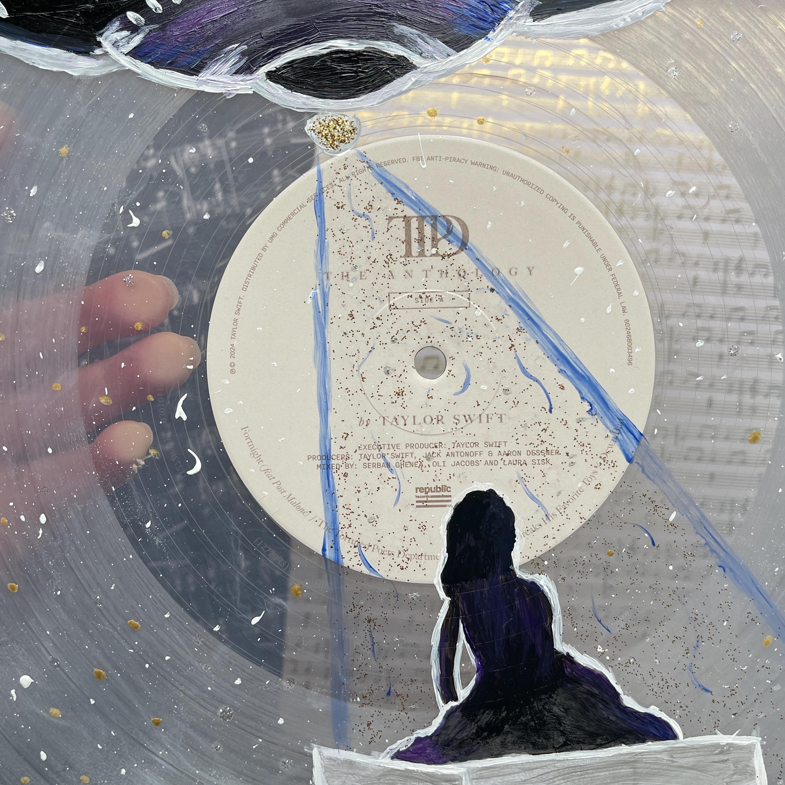 Glitter Spaceship Hand Painted Vinyl Record