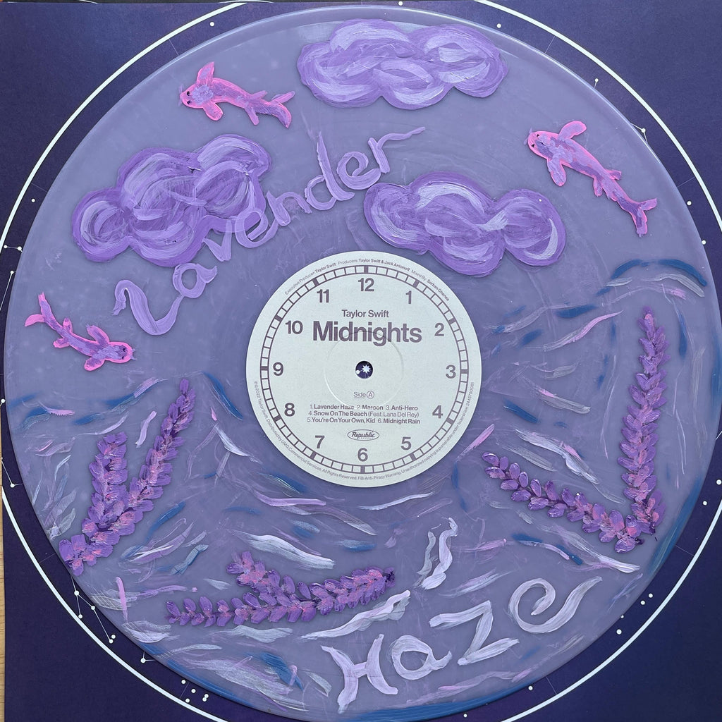 Lavendar Hand Painted Vinyl Record