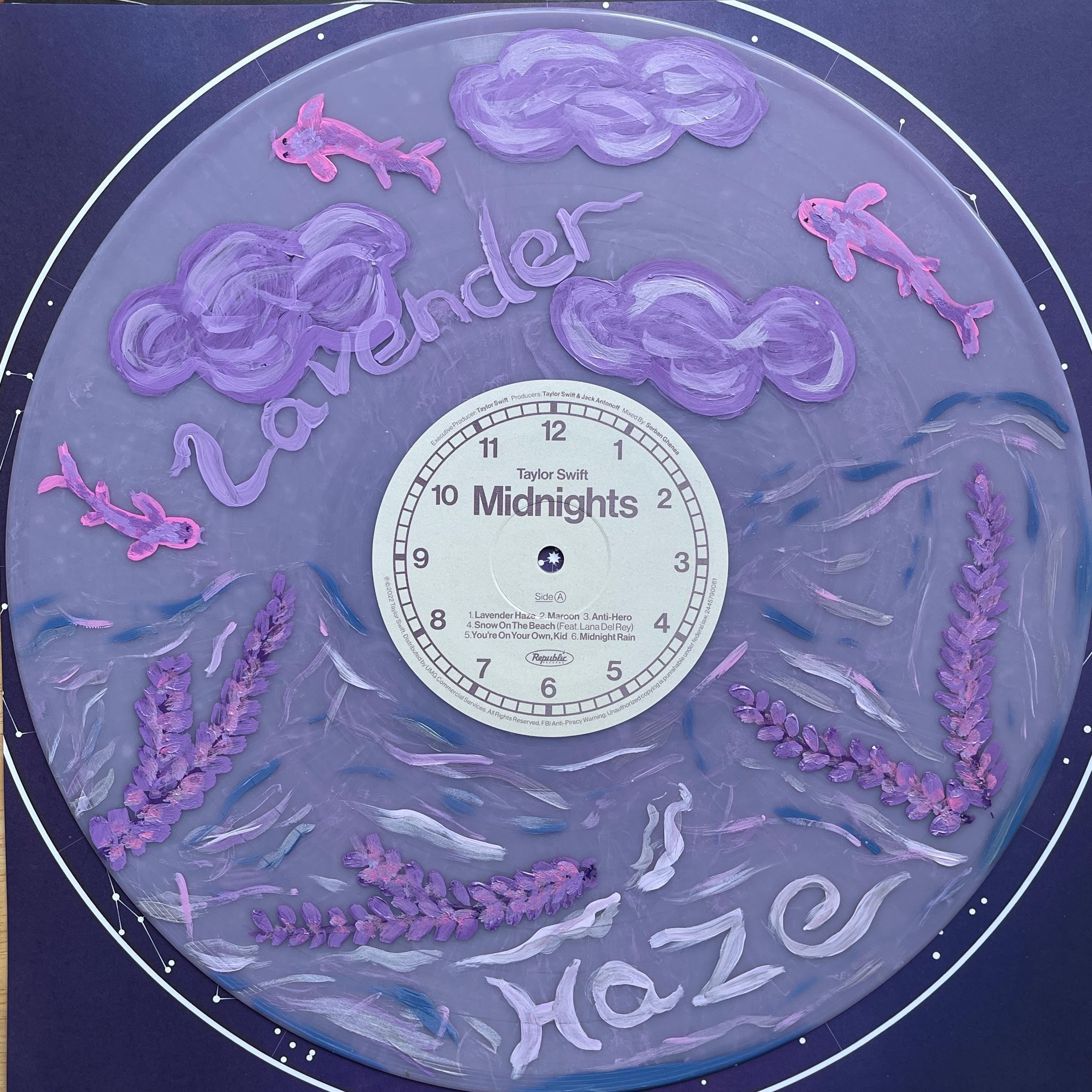 Lavendar Hand Painted Vinyl Record
