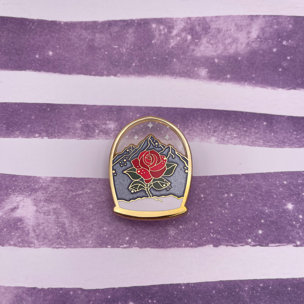 Red Rose Snowglobe Folklore Pin