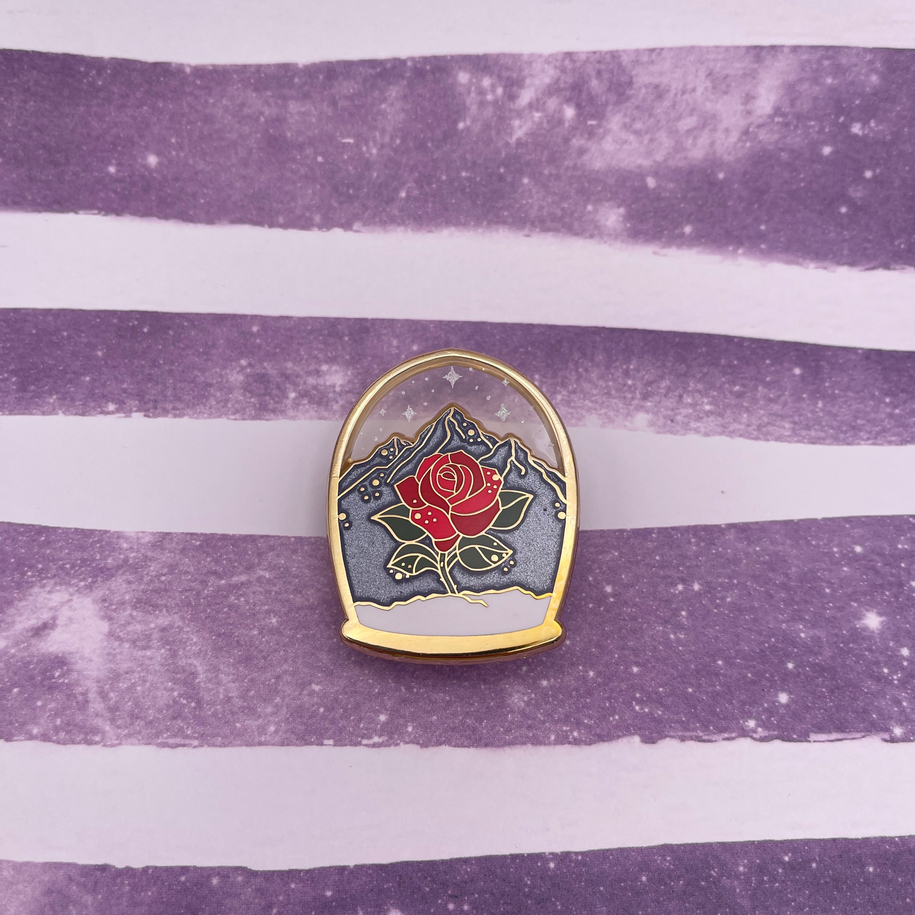 Red Rose Snowglobe Folklore Pin