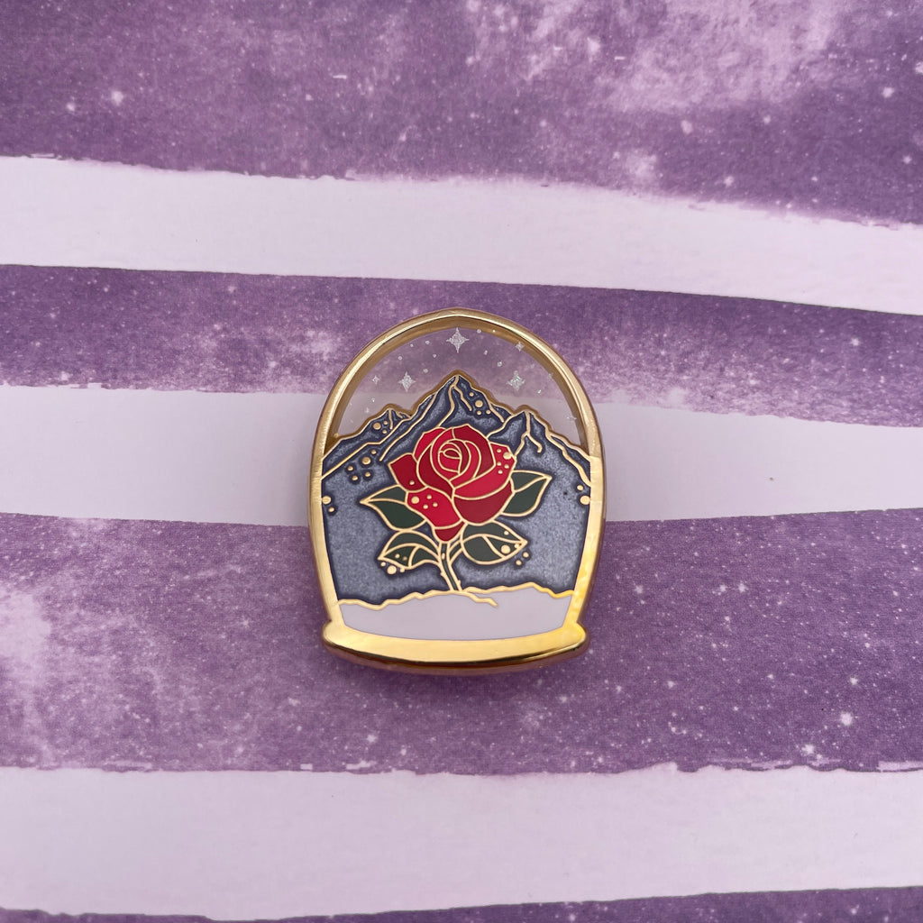 Red Rose Snowglobe Folklore Pin