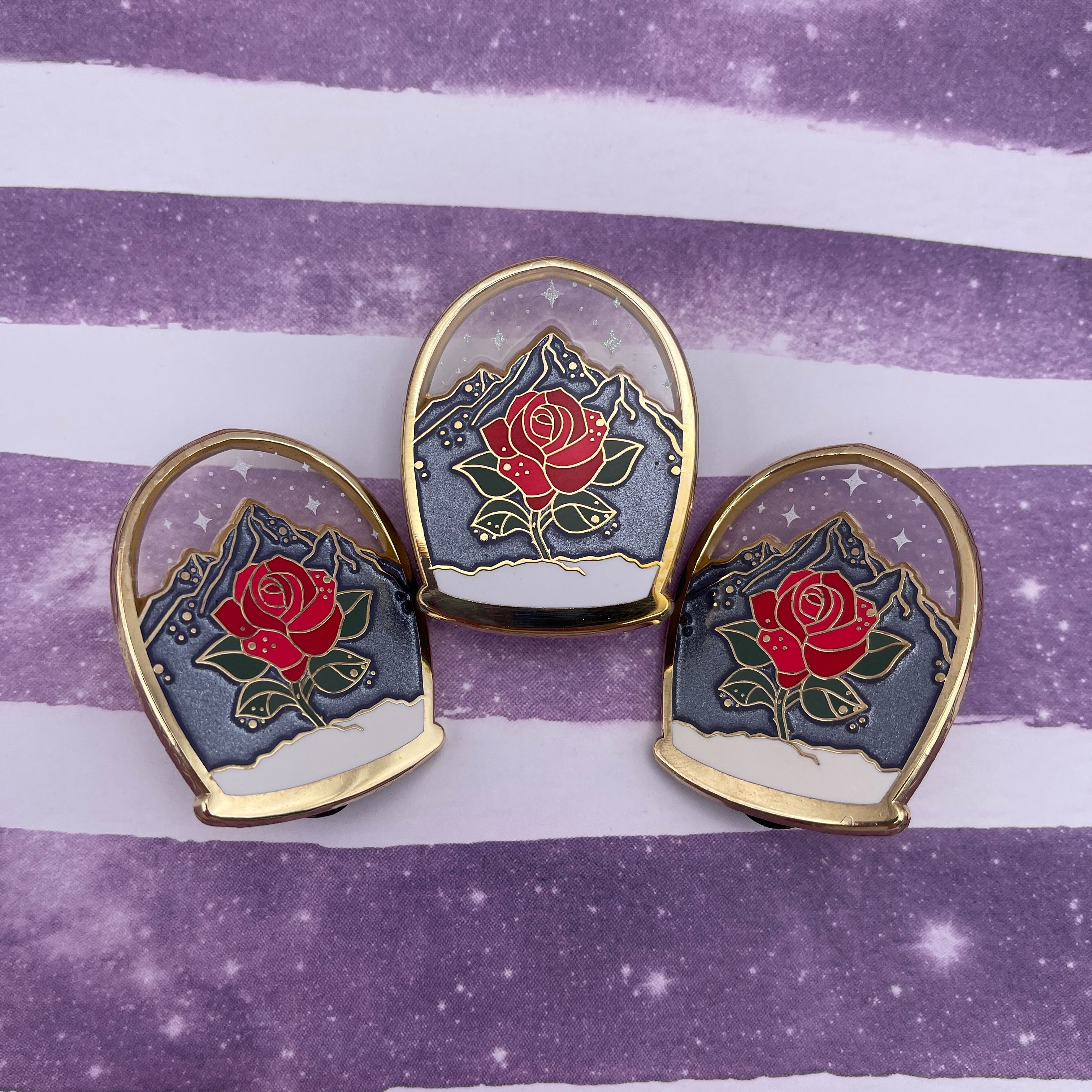 Red Rose Snowglobe Folklore Pin