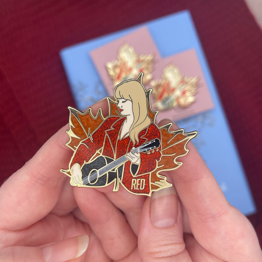 Red 2 inch Glitter Pin