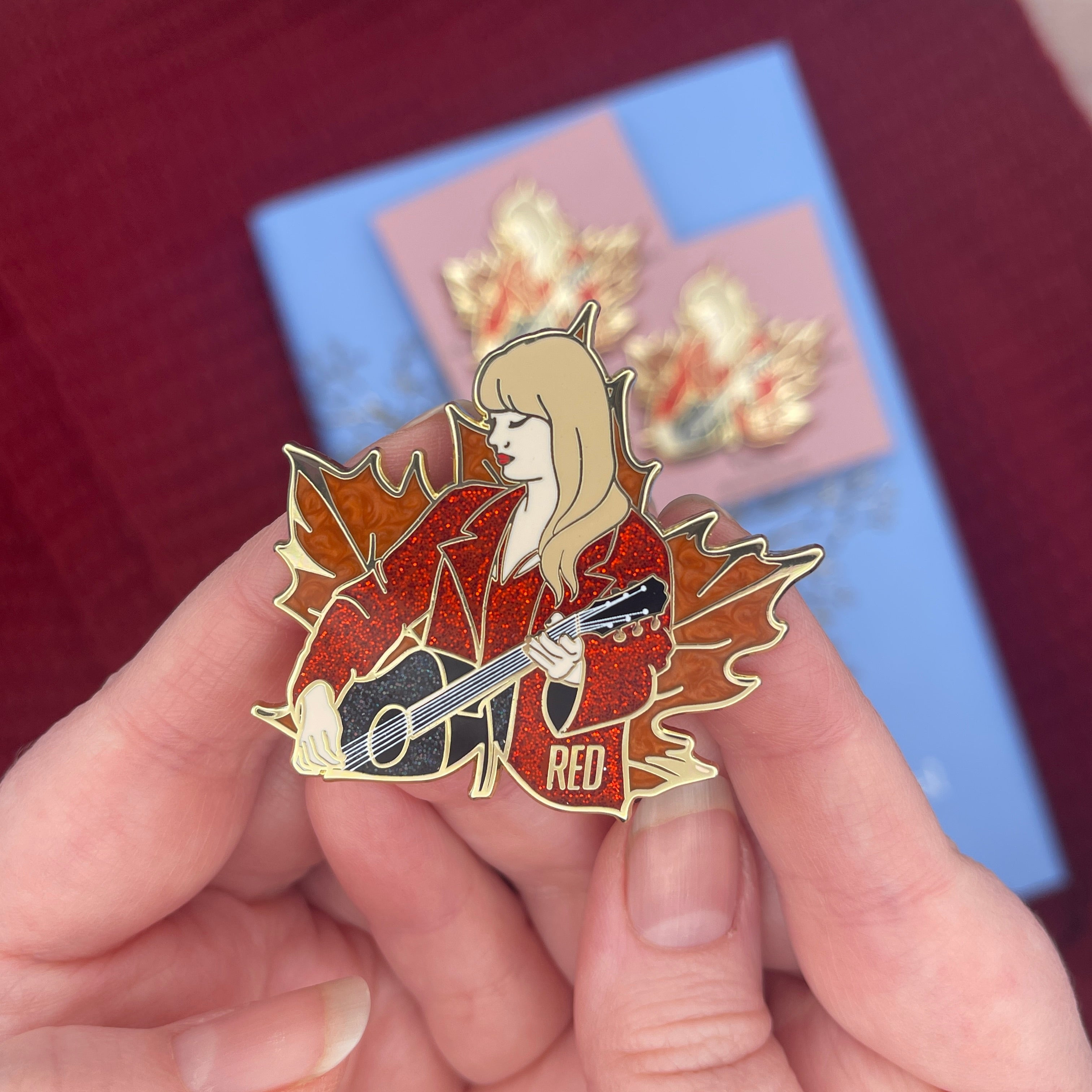 Red 2 inch Glitter Pin