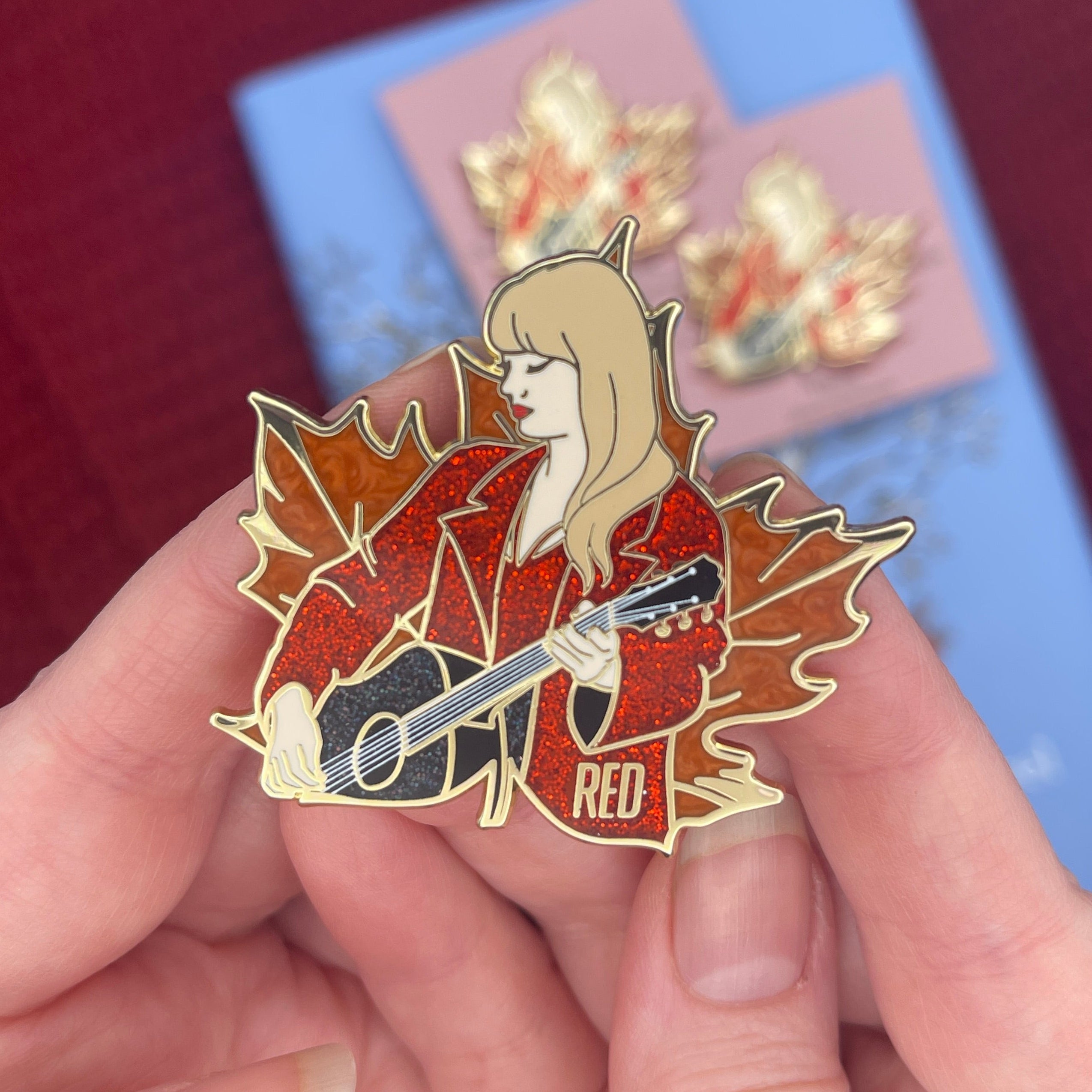 Red 2 inch Glitter Pin