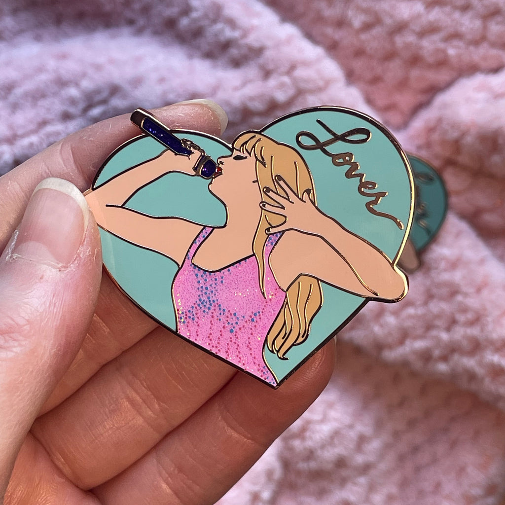 Lover 2in Glitter Pin