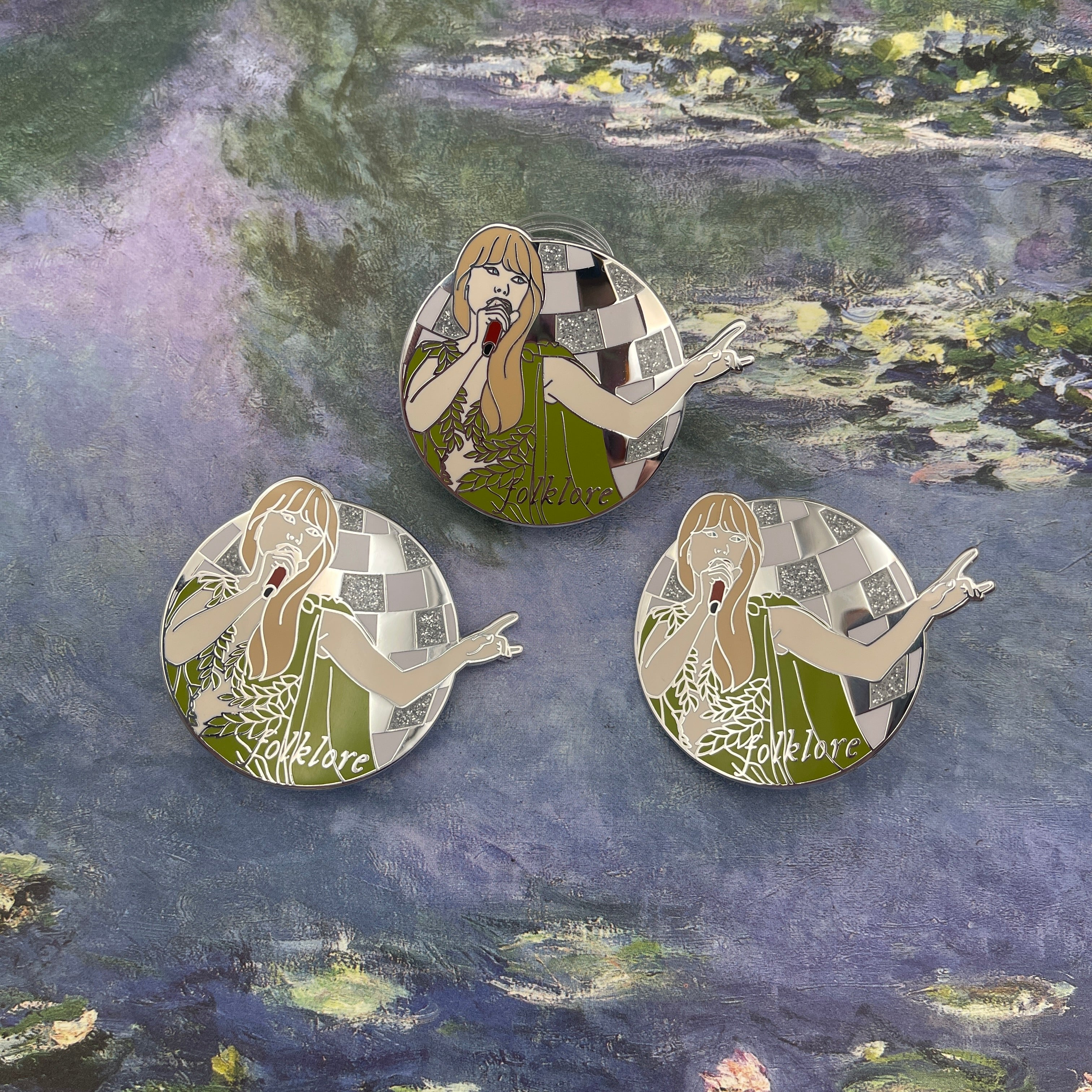 Folklore 2 inch Glitter Pin