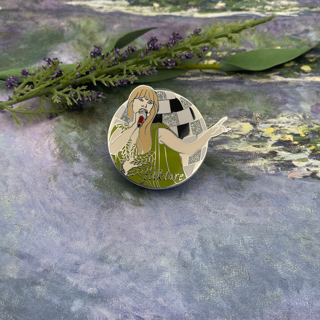 Folklore 2 inch Glitter Pin