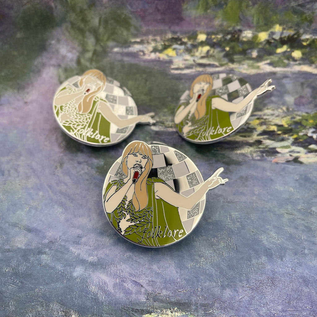 Folklore 2 inch Glitter Pin