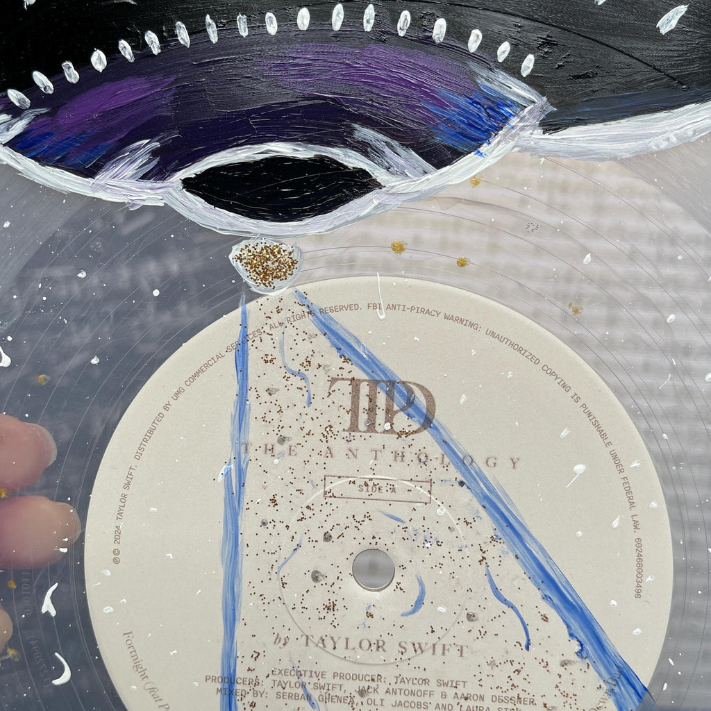 Glitter Spaceship Hand Painted Vinyl Record