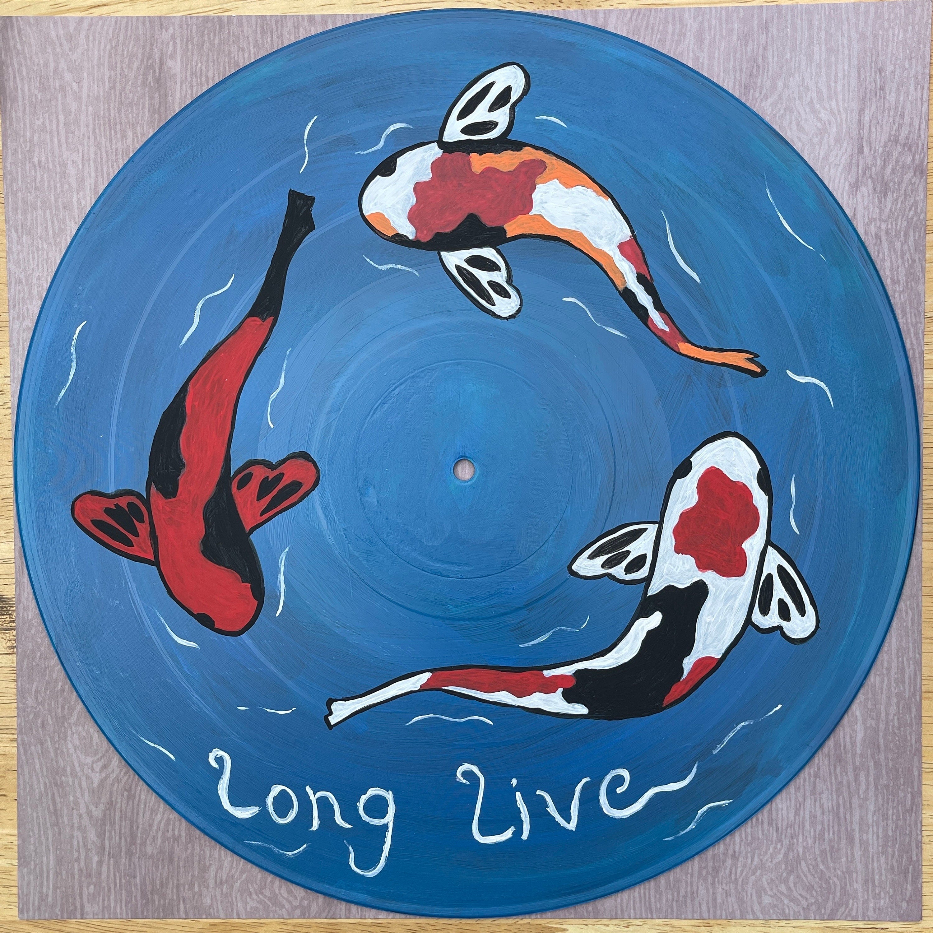 Koi Fish Hand Painted Vinyl Record
