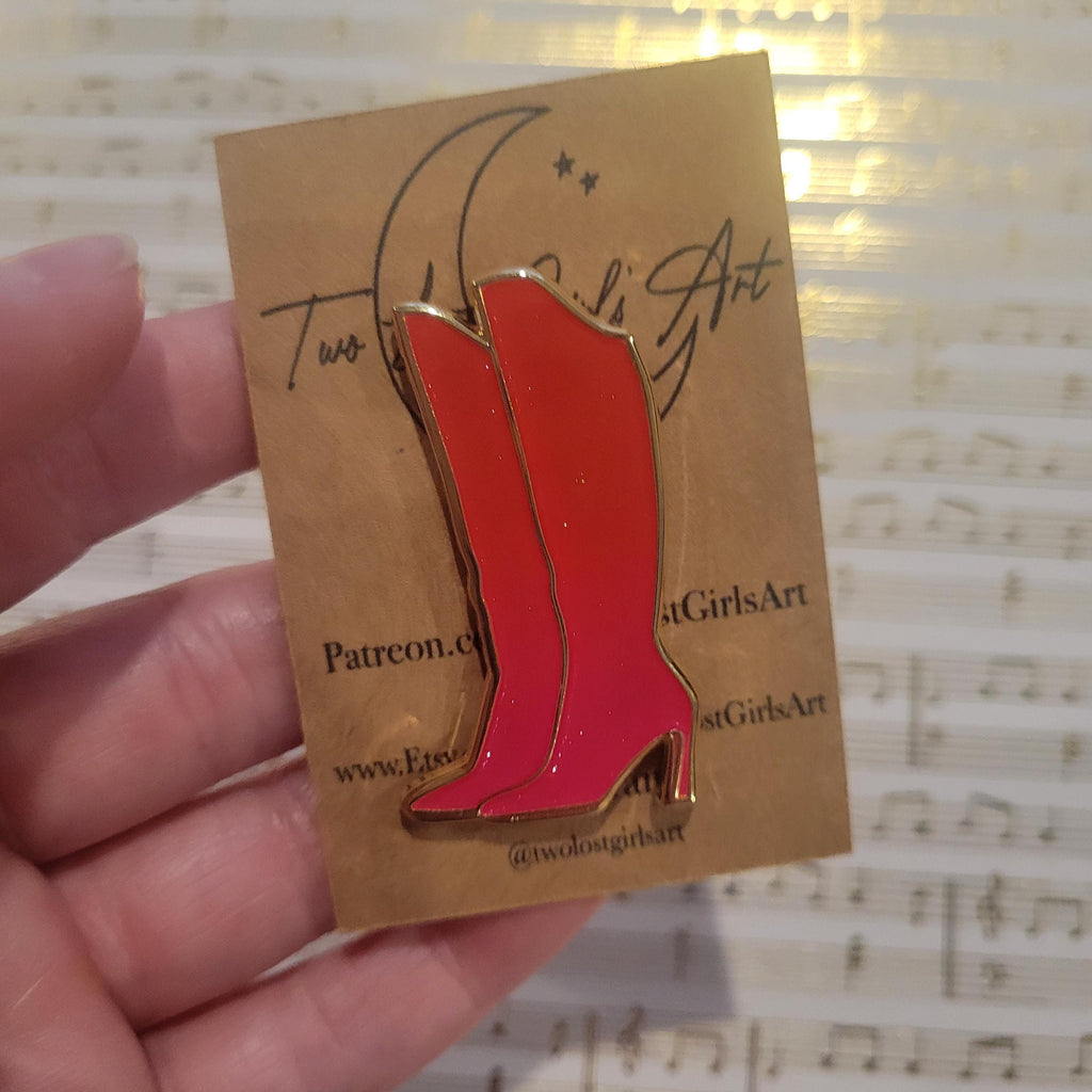 Orange & Pink Lover Boots Hard Enamel Pin