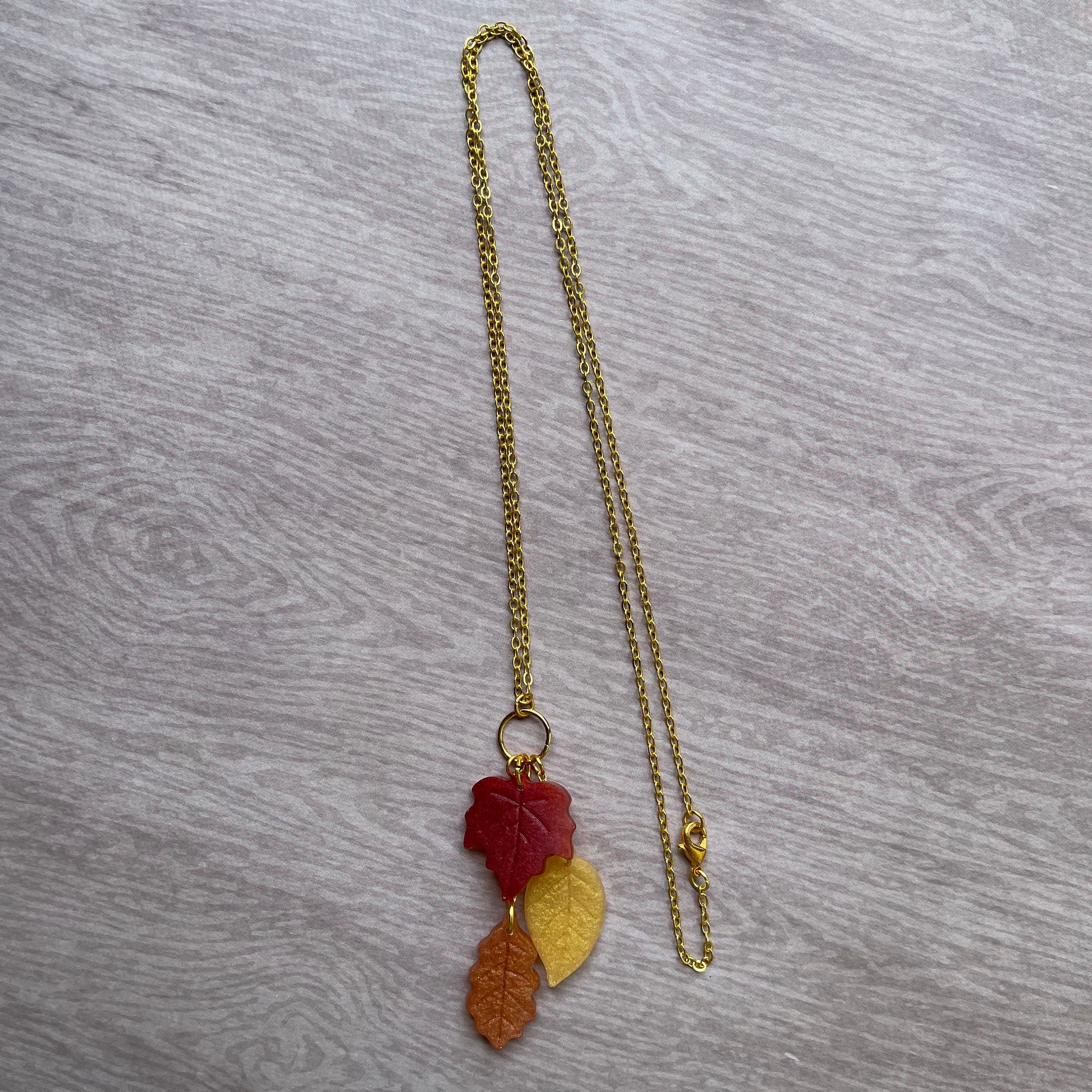 Autumn Leaves Falling Tassel Necklace