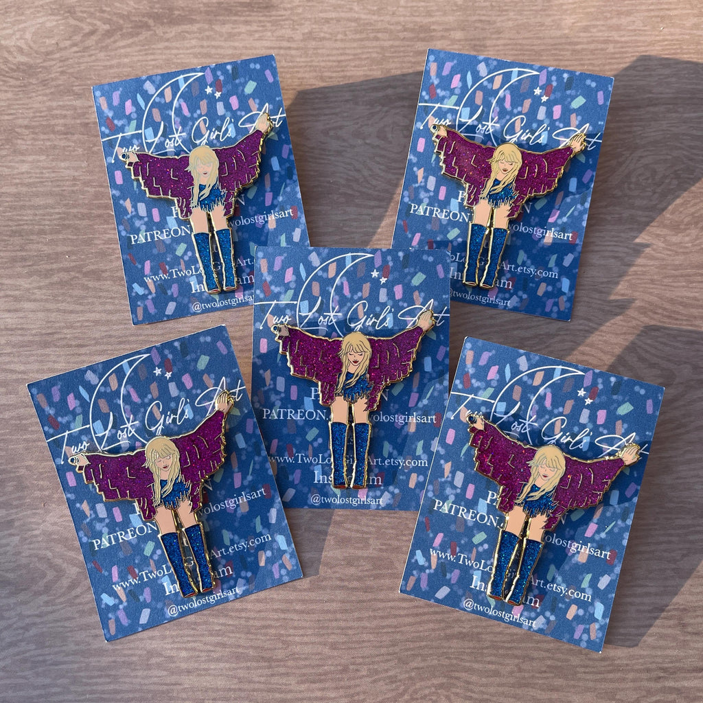 Final Bow 2 inch Glitter Hard Enamel Pin