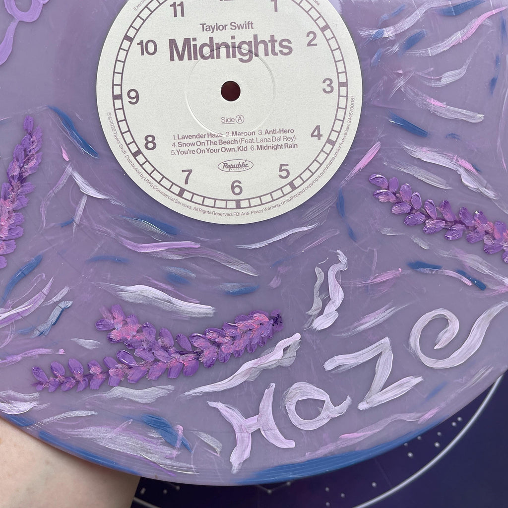 Lavendar Hand Painted Vinyl Record