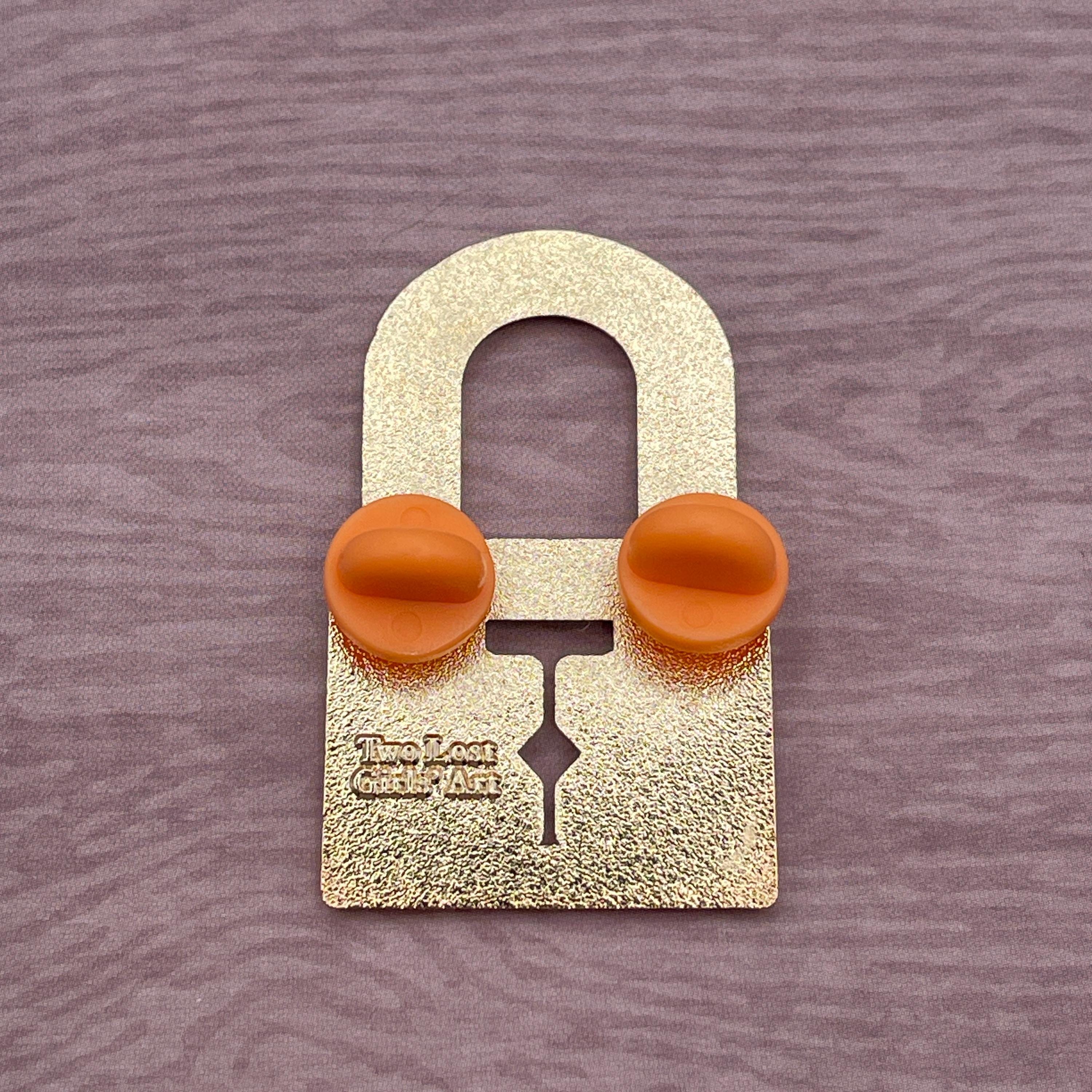 Orange Lock Glitter Hard Enamel Pin